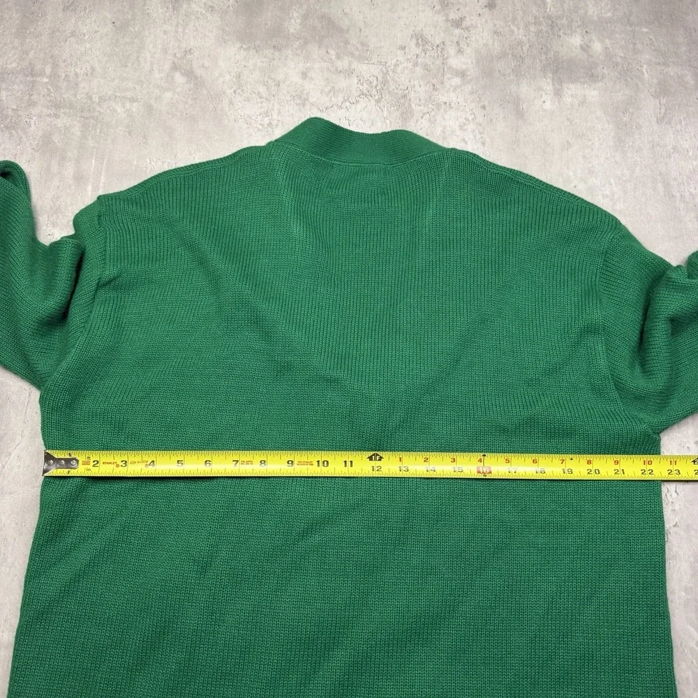 Vintage 70s Miami Knitting Mills Varsity Letterman Cardigan Green XL Sweater